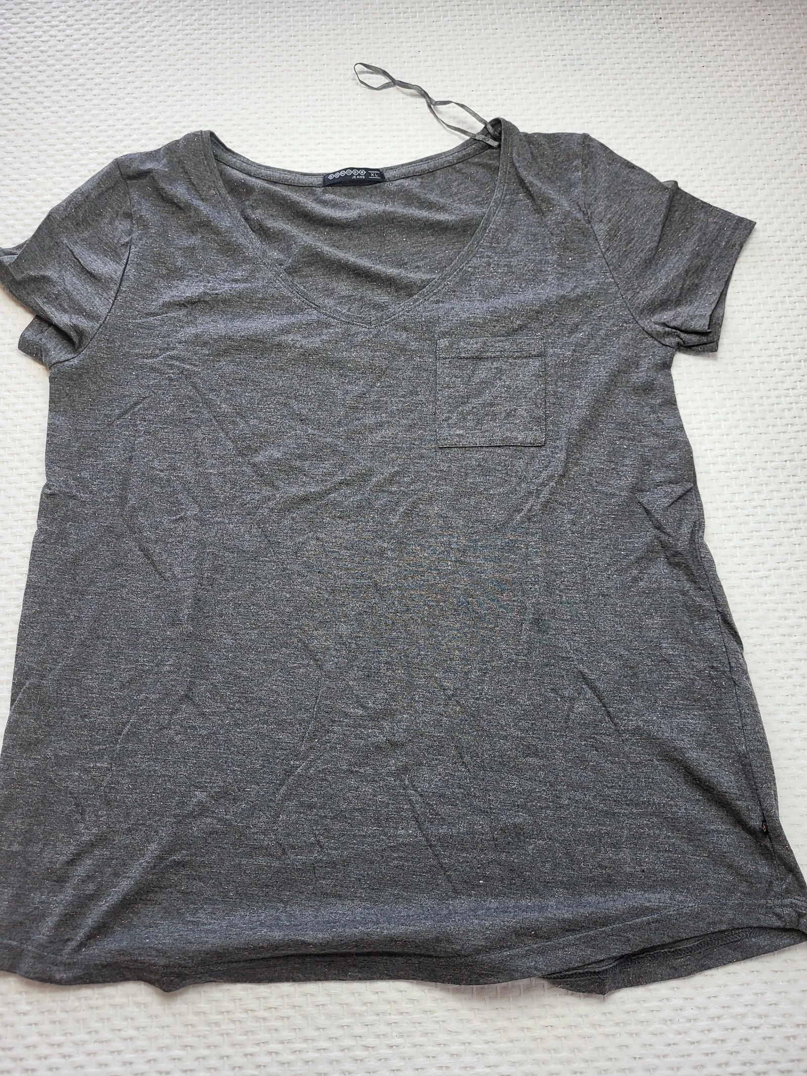 T-shirt Gris Anthracite Pailleté Lurex Rose Bonobo Taille 42 / XL